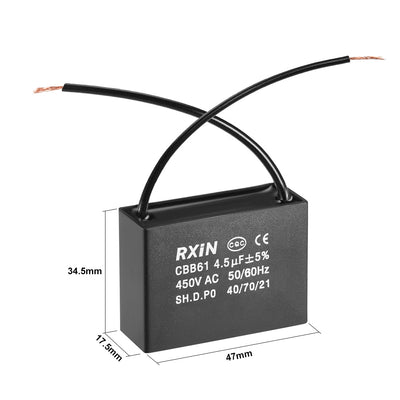 Harfington Run Capacitor Wires Metallized Polypropylene Film Capacitors for Ceiling Fan