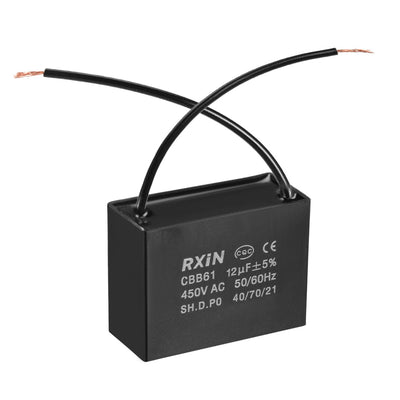 uxcell Uxcell CBB61 Run Capacitor 450V AC 12uF 2 Wires Metallized Polypropylene Film Capacitors for Ceiling Fan