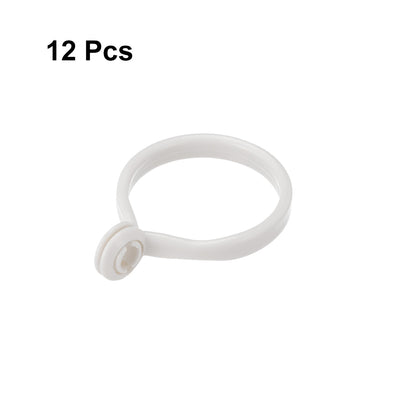 Harfington Uxcell Curtain Rings Plastic Drapery Ring with Snap Closure for Curtain Rods White 12 Pcs