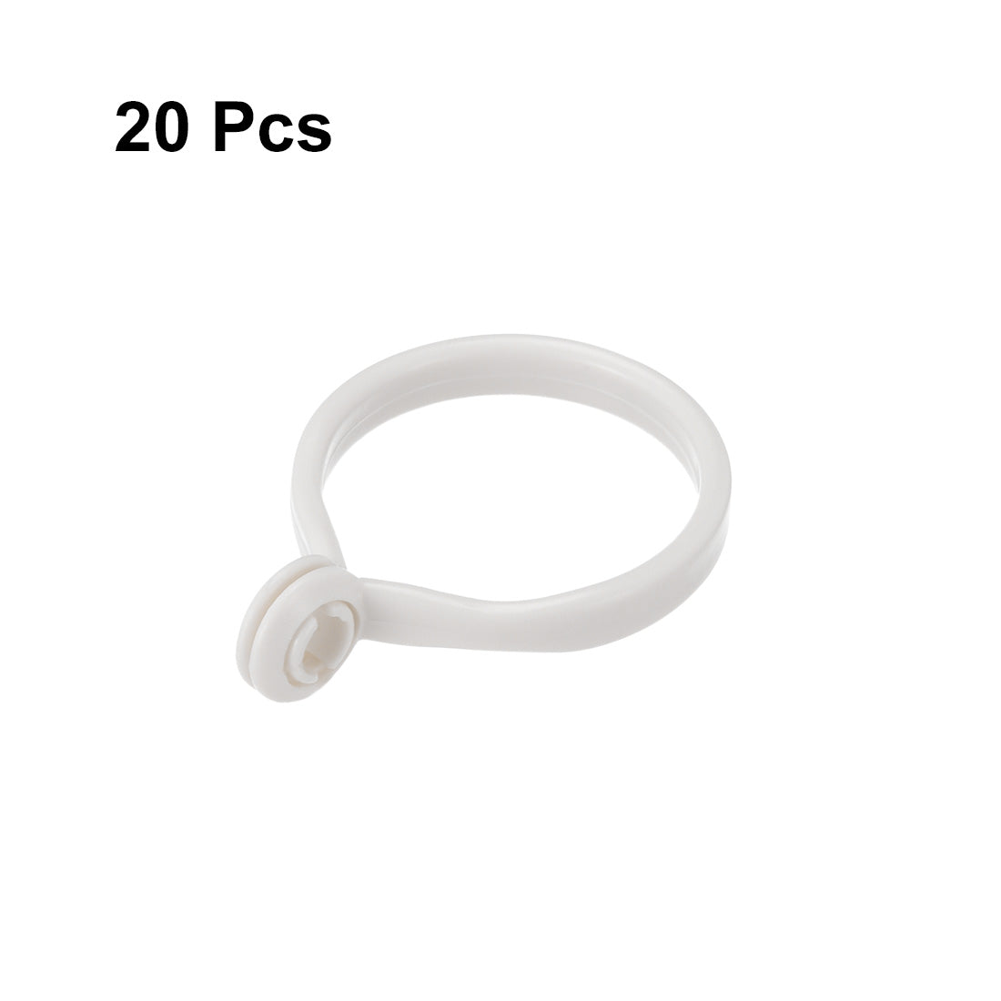 uxcell Uxcell Curtain Rings Plastic Drapery Ring with Snap Closure for Curtain Rods White 20 Pcs