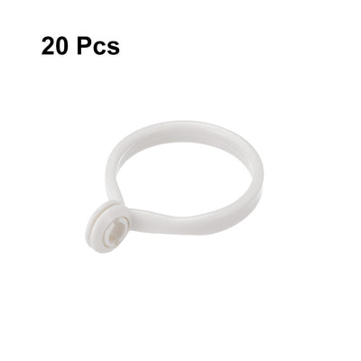 Harfington Uxcell Curtain Rings Plastic Drapery Ring with Snap Closure for Curtain Rods White 20 Pcs