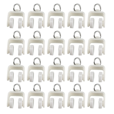 uxcell Uxcell Curtain Track  Plastic Twin Wheeled Carriers Drapery Rail Sliding Glider for Windows Shower Curtain Tracks 13mm Dia 30 Pcs