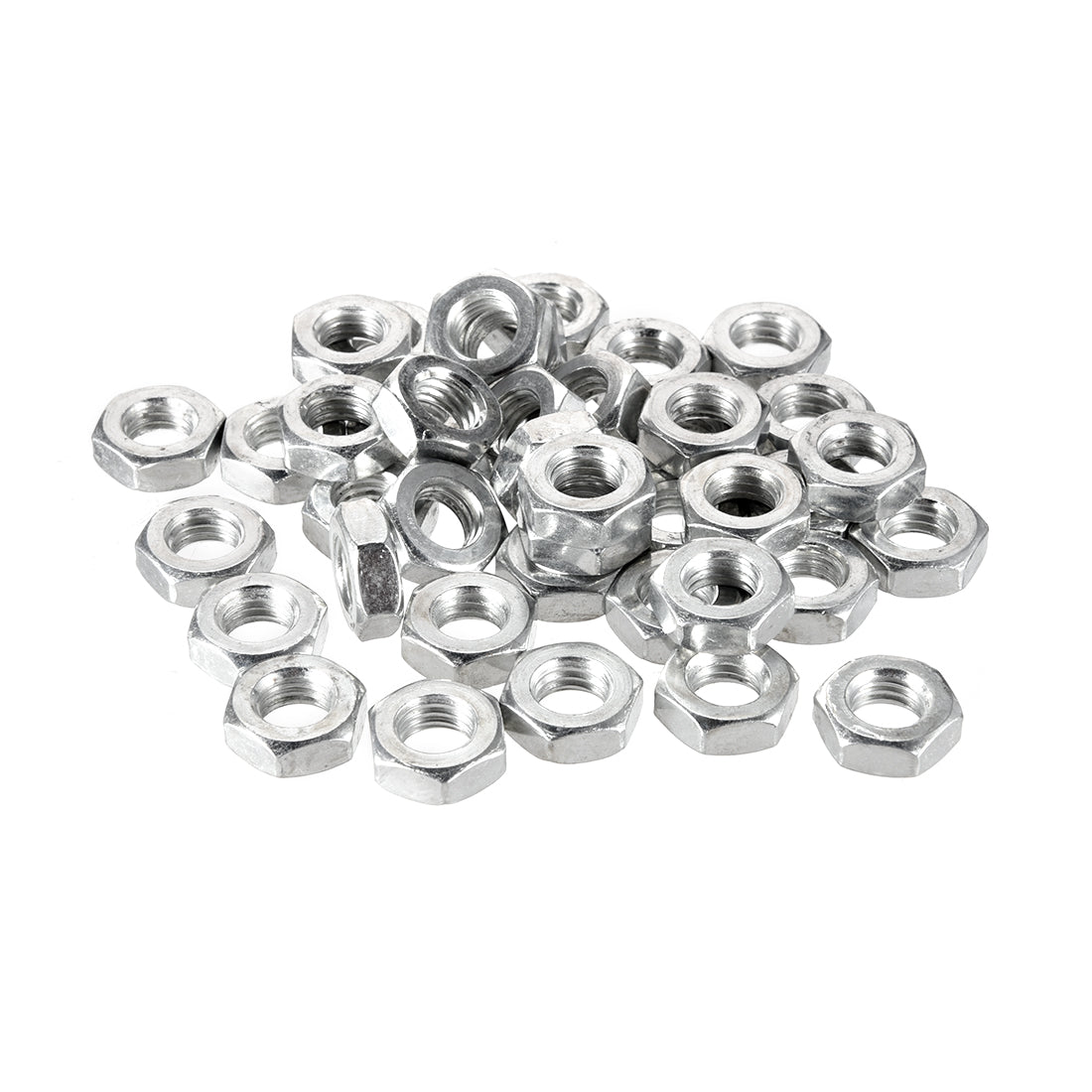 Uxcell Uxcell M8 Metric Carbon Steel Hexagon Hex Nut Silver Tone 40pcs