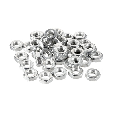 Harfington Uxcell M8 Metric Carbon Steel Hexagon Hex Nut Silver Tone 40pcs