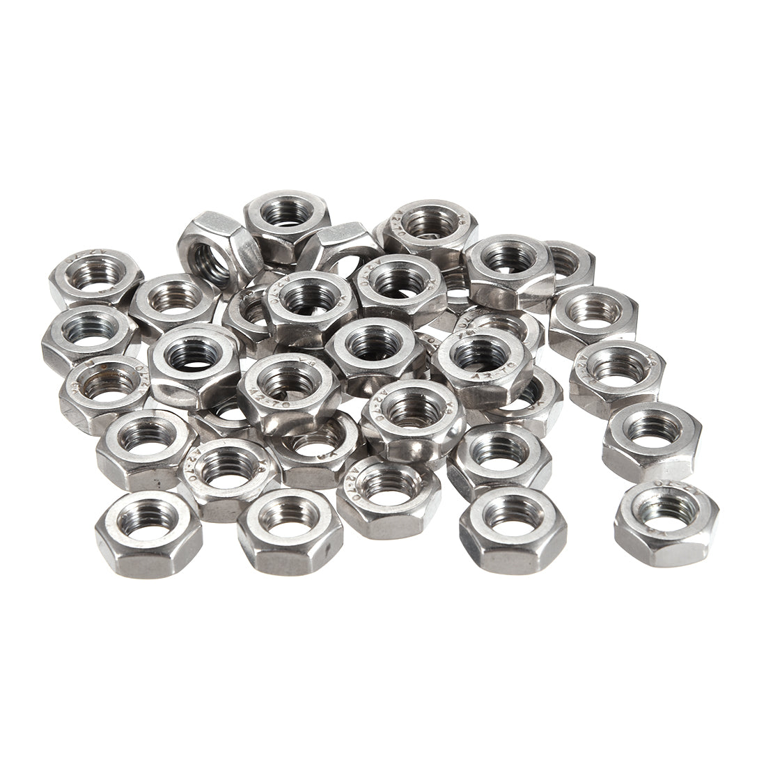 uxcell Uxcell Nickel Plating Metric Carbon Steel Hexagon Hex Nut Silver Tone 200pcs