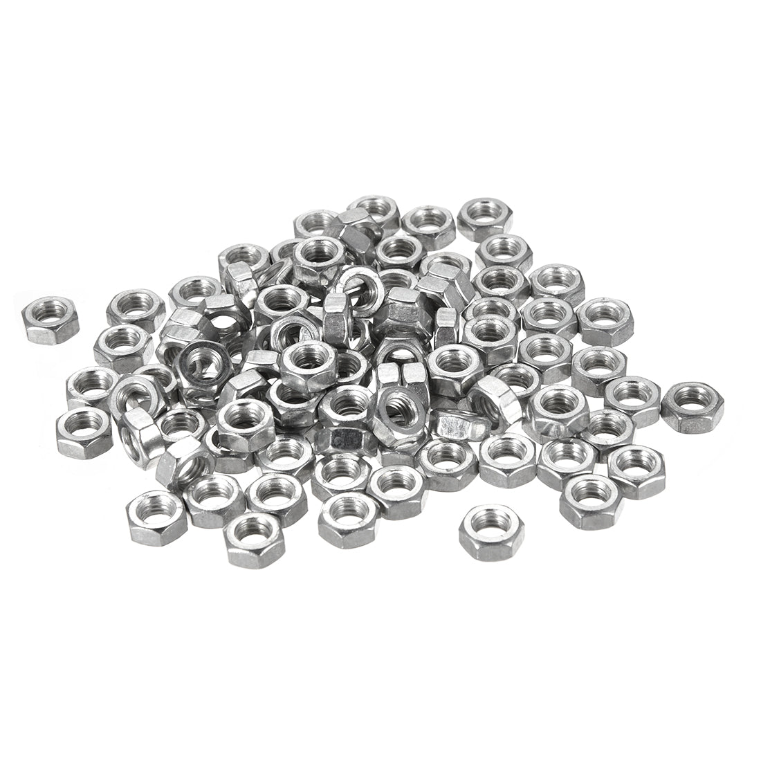 uxcell Uxcell Nickel Plating Metric Carbon Steel Hexagon Hex Nut Silver Tone 100pcs