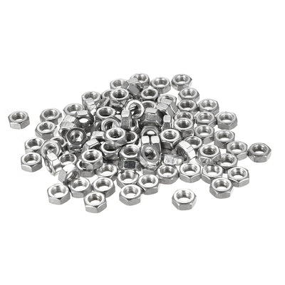 Harfington Uxcell Nickel Plating Metric Carbon Steel Hexagon Hex Nut Silver Tone 100pcs
