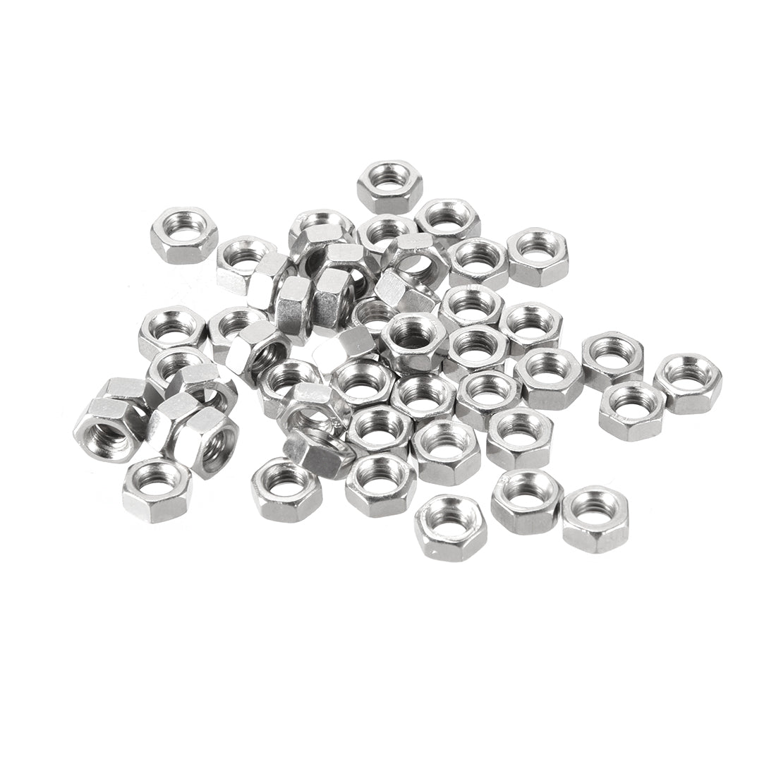uxcell Uxcell M5 Nickel Plating Metric Carbon Steel Hexagon Hex Nut Silver Tone 50pcs