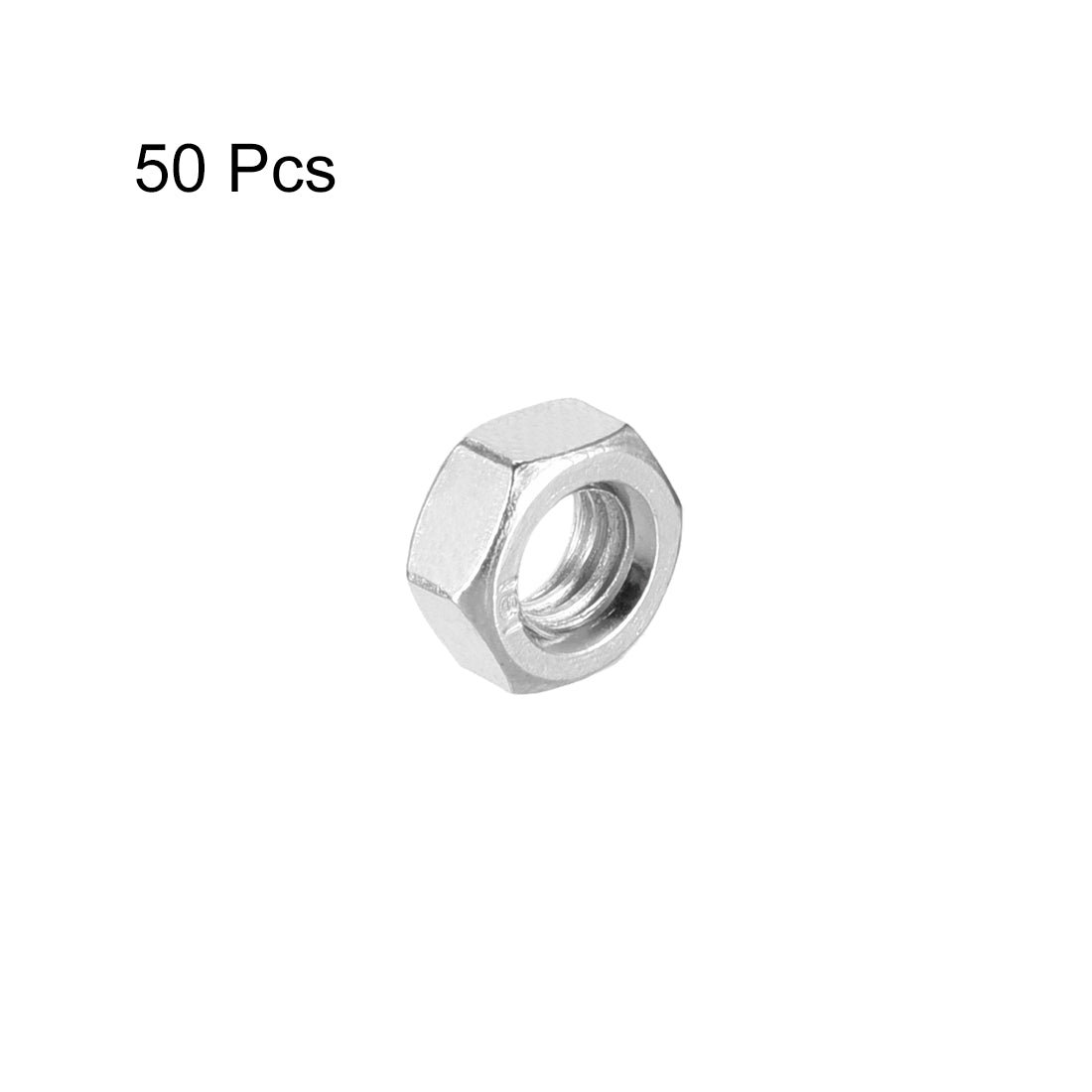 Uxcell Uxcell M6 Nickel Plating Metric Carbon Steel Hexagon Hex Nut Silver Tone 50pcs
