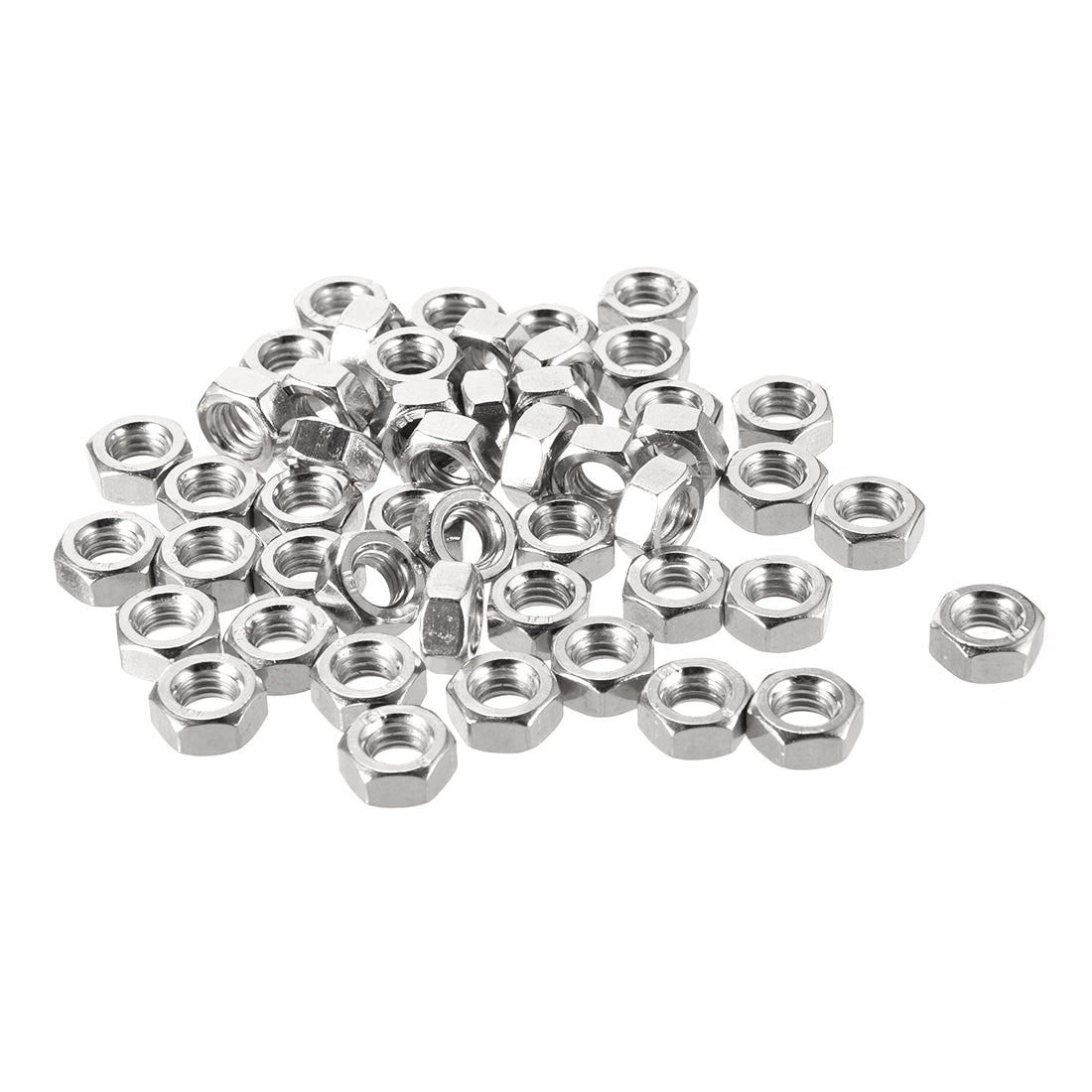 Uxcell Uxcell M6 Nickel Plating Metric Carbon Steel Hexagon Hex Nut Silver Tone 50pcs