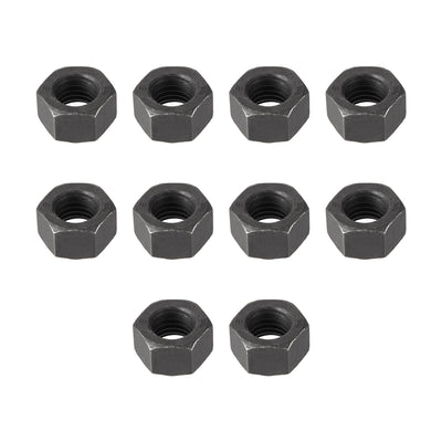 Harfington Uxcell M10 Metric Carbon Steel Grade 8.8 Hexagon Hex Nut Black 10pcs