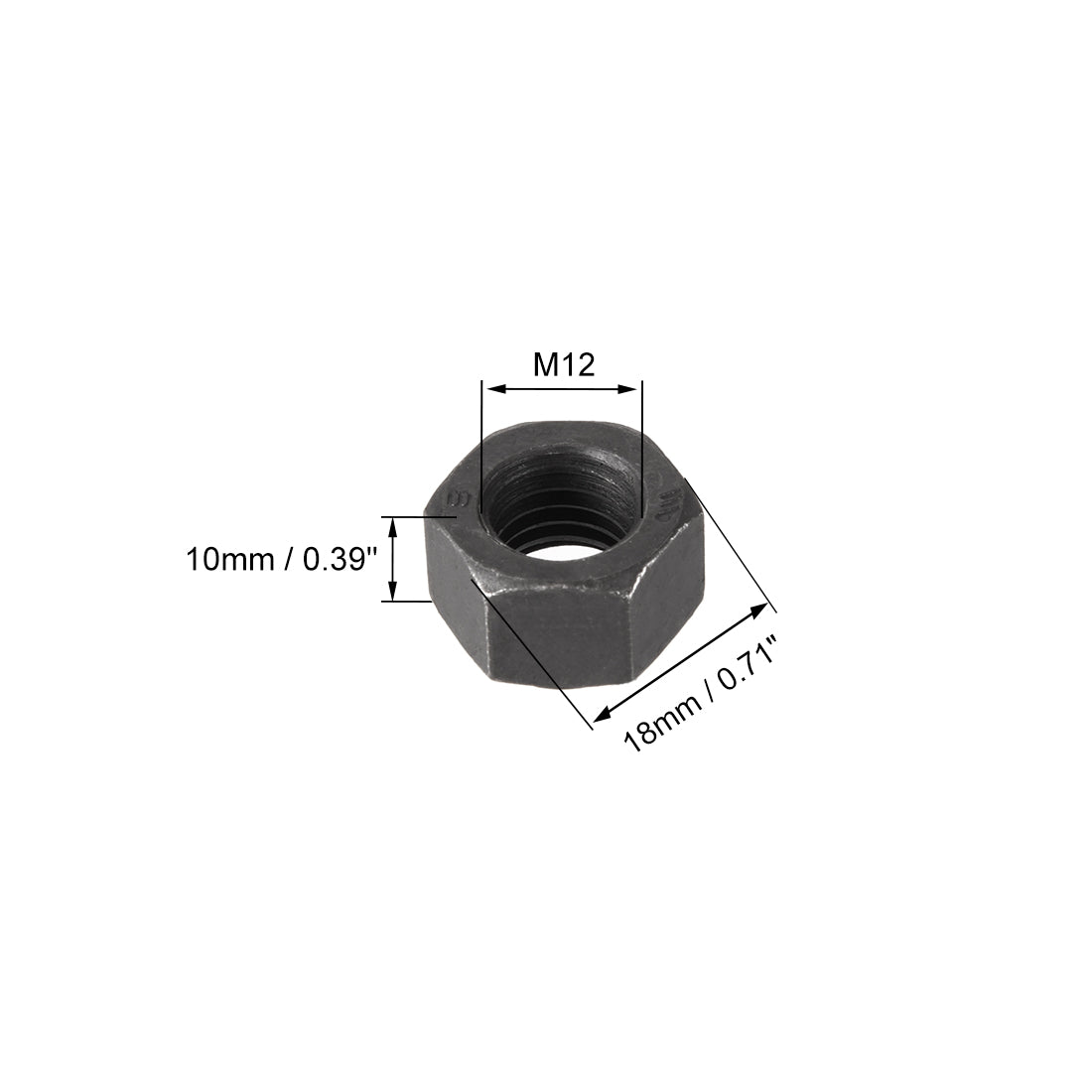 Uxcell Uxcell M10 Metric Carbon Steel Grade 8.8 Hexagon Hex Nut Black 10pcs
