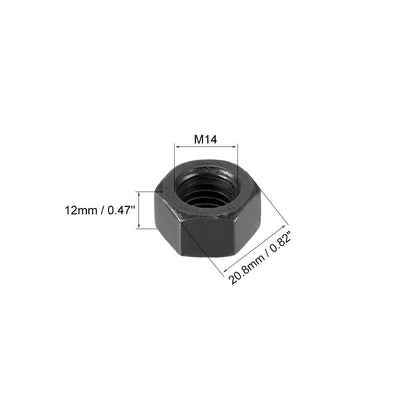 Harfington Uxcell M22 Metric Carbon Steel Grade 8.8 Hexagon Hex Nut Black 4pcs