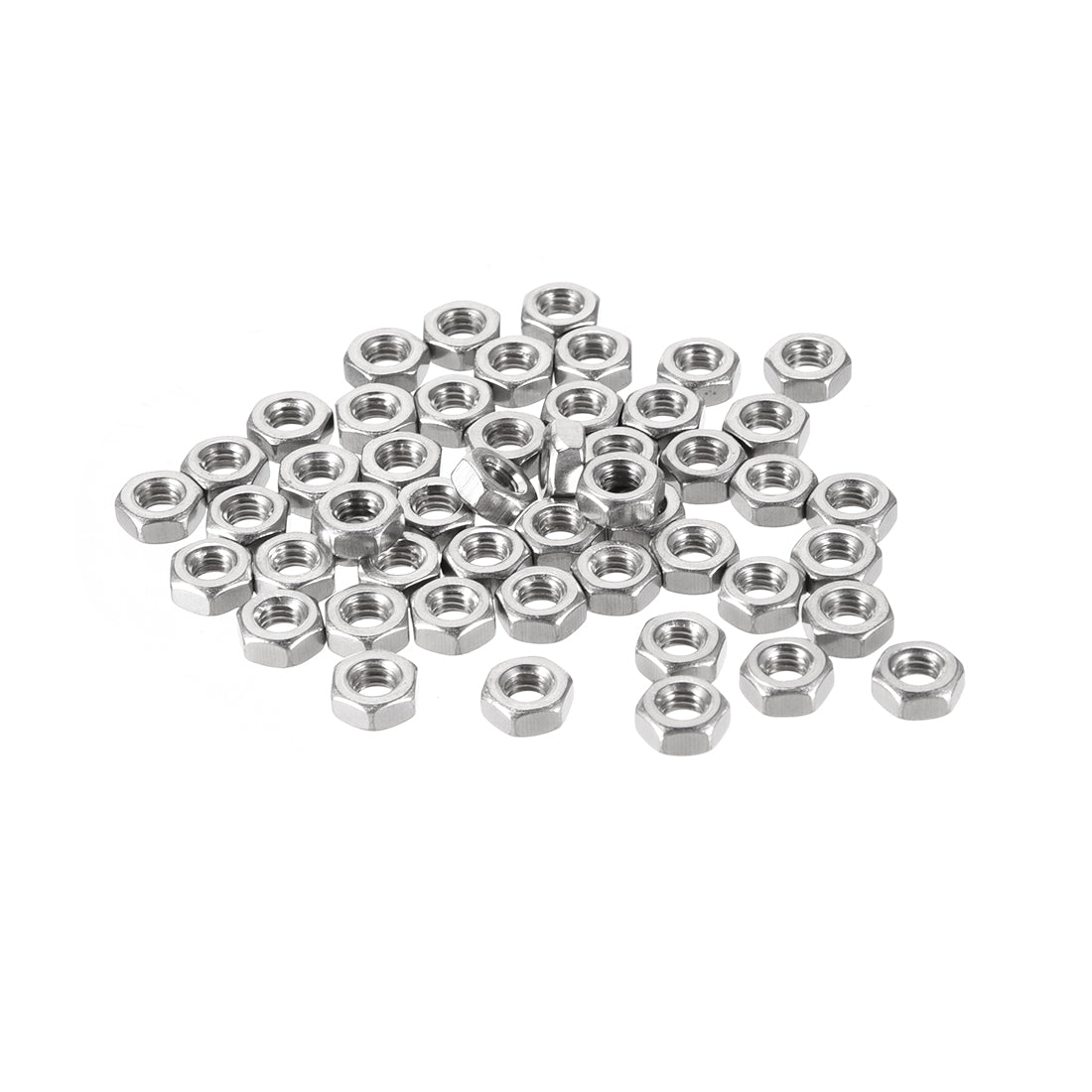 uxcell Uxcell M4  Metric 304 Stainless Steel Hexagon Hex Nut Silver Tone 50pcs