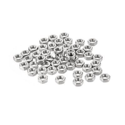 Harfington Uxcell M4  Metric 304 Stainless Steel Hexagon Hex Nut Silver Tone 50pcs