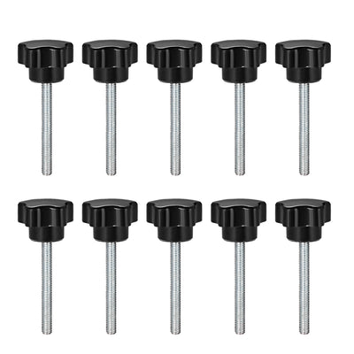 Uxcell Uxcell 10 Pcs Star Knobs Grips M6 x 15mm Male Thread  Steel Zinc Stud Replacement PP