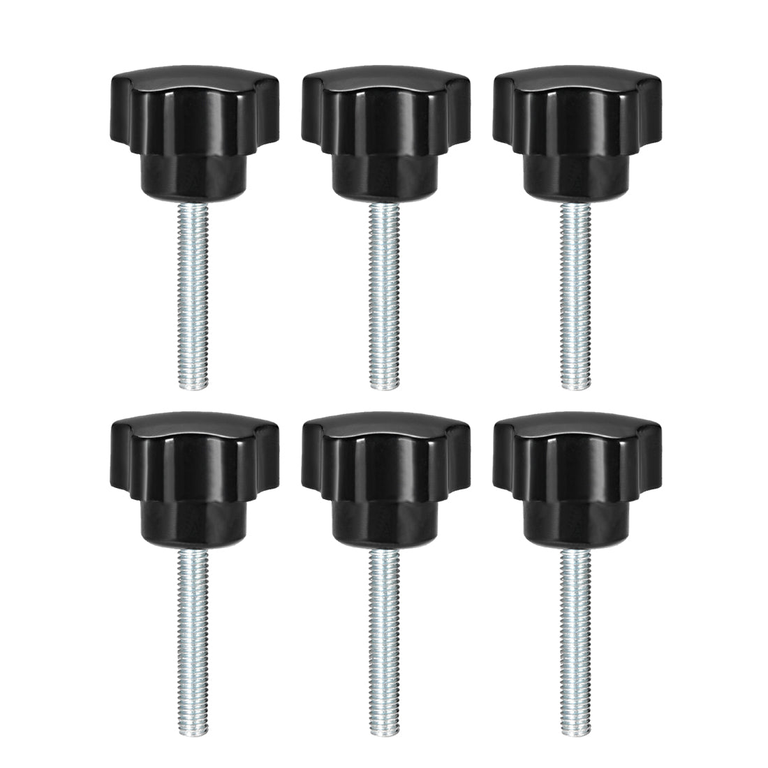 Uxcell Uxcell 6 Pcs Star Knobs Grips M6 x 50mm Male Thread  Steel Zinc Stud Replacement PP
