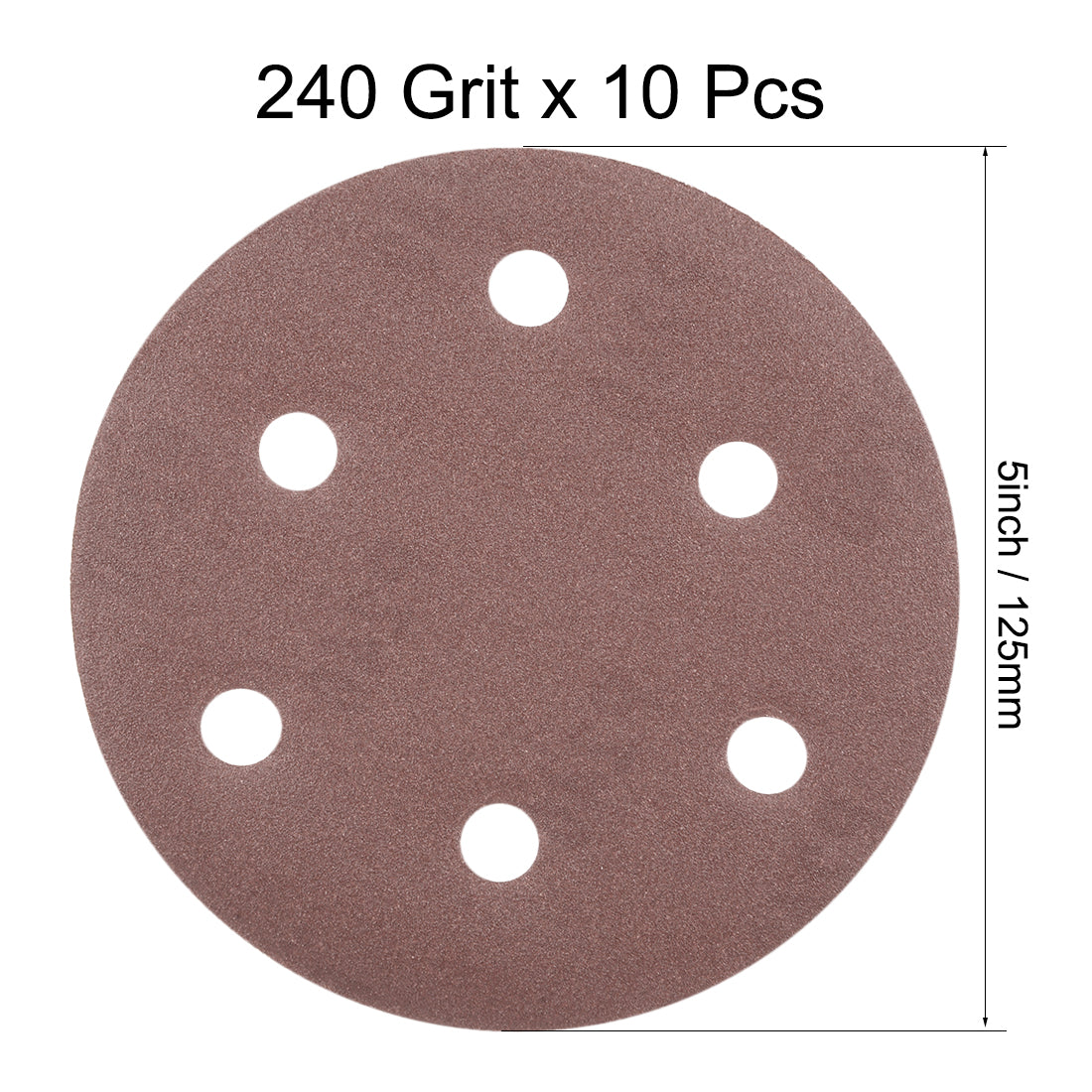 Uxcell Uxcell 5 Inch 6 Holes Sanding Disc 240 Grits Flocking Sandpaper for Sander 10 Pcs
