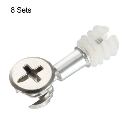 Harfington Uxcell 8 Sets Furniture Connecting 13mm OD Cam Fitting with Dowel Pre-inserted Nut
