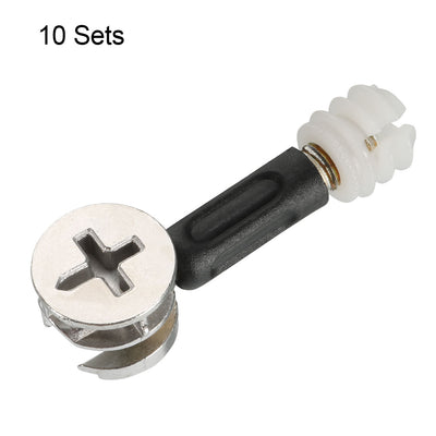 Harfington Uxcell 10 Sets Furniture Connecting 15mm OD Cam Fitting w Dowel Screws Pre-inserted Nut