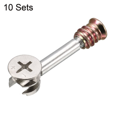 Harfington Uxcell 10 Sets Furniture Connecting 15mm OD Cam Self-tapping Fitting with Dowel Nut