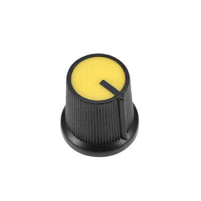 Harfington Uxcell 5Pcs 15x15mm Plastic Potentiometer Volume Control Rotary Knob Knurled Shaft Hole Yellow