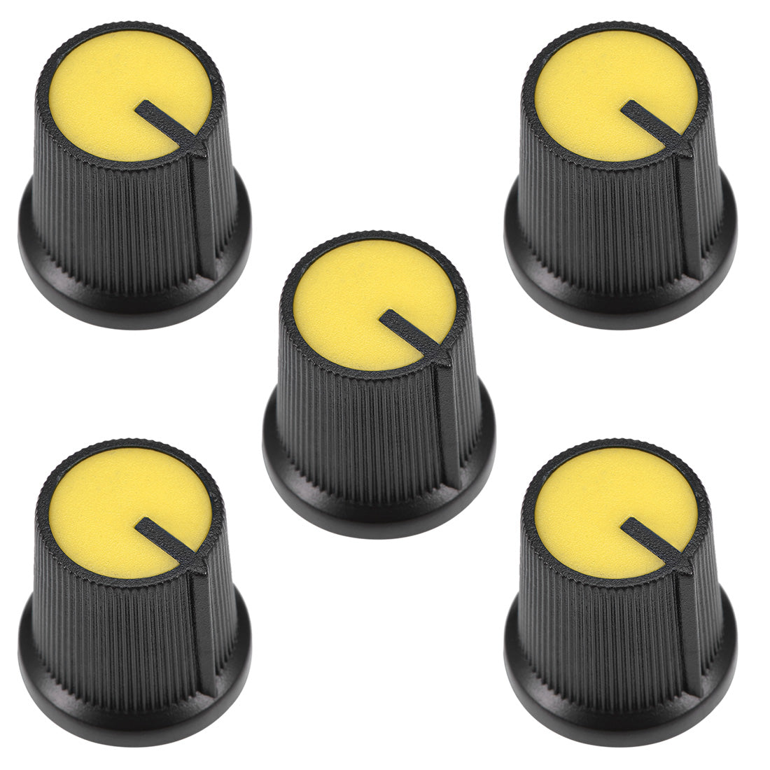 Uxcell Uxcell 5Pcs 15x15mm Plastic Potentiometer Volume Control Rotary Knob Knurled Shaft Hole Yellow