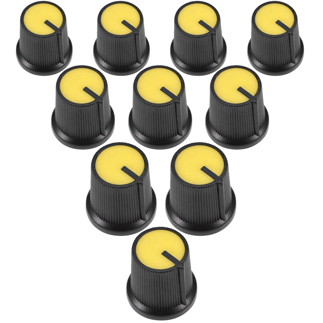 Uxcell Uxcell 10Pcs 15x15mm Plastic Potentiometer Volume Control Rotary Knob Knurled Shaft Hole Yellow