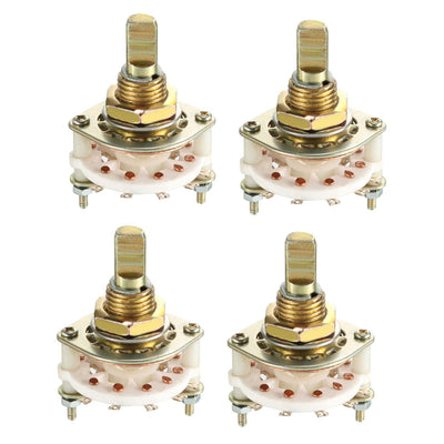 Harfington Uxcell 4Pcs 10Pin 2P4T 2 Pole 4 Position Selectable Single Deck Band Selector Rotary Switch