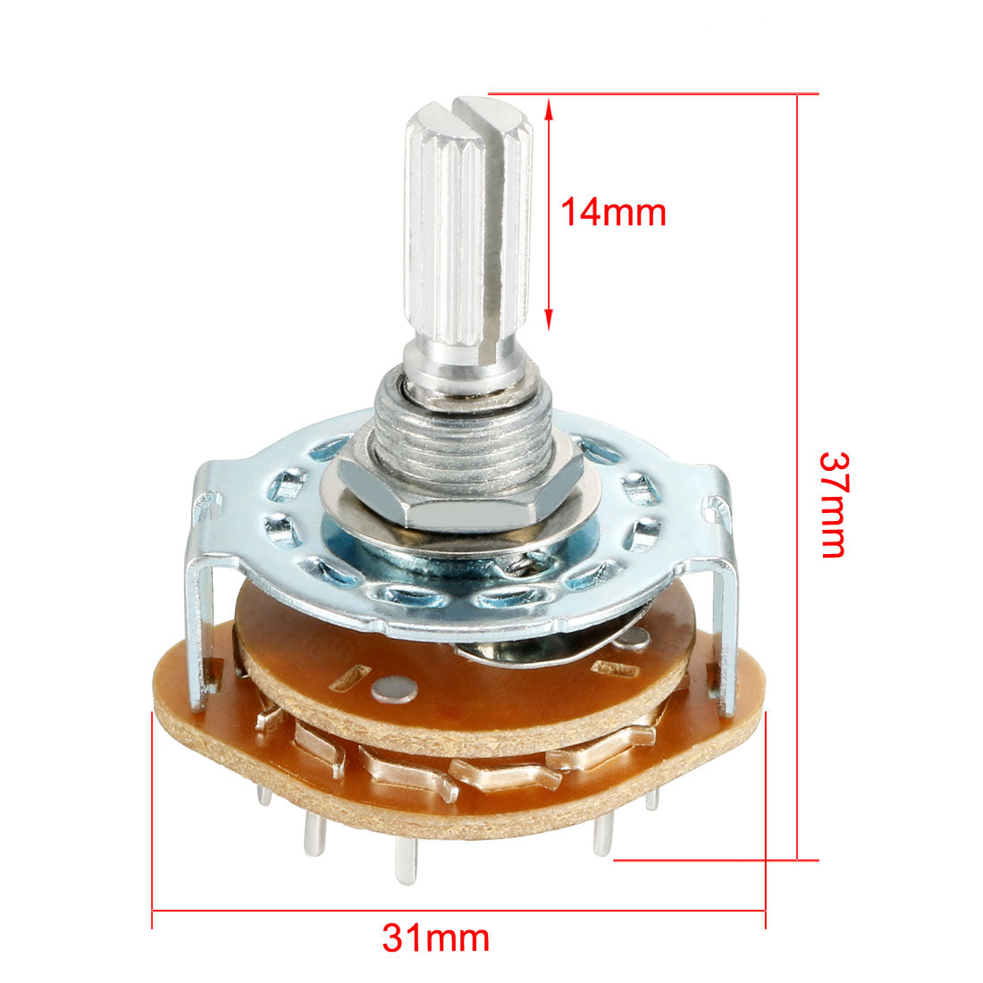 uxcell Uxcell 4P3T 4 Pole 3 Position Selectable Single Deck Band Channel Rotary Switch Selector