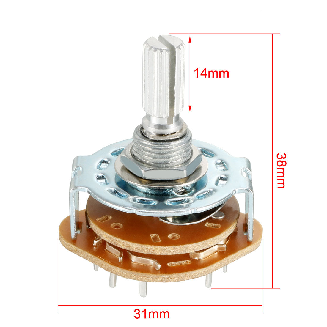uxcell Uxcell 6mm 2P5T 2 Pole 5 Position Selectable Single Deck Band Selector Rotary Switch
