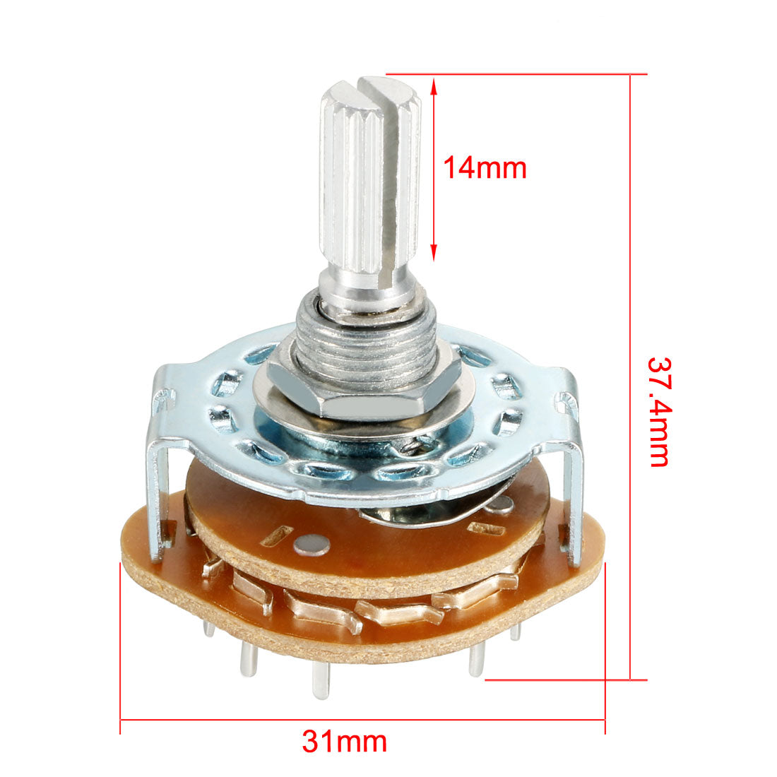 uxcell Uxcell 16Pin 4P3T 4 Pole 3 Position Selectable Single Deck Band Selector Rotary Switch 2Pcs