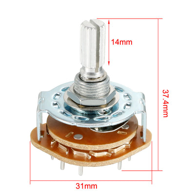 Harfington Uxcell 16Pin 4P3T 4 Pole 3 Position Selectable Single Deck Band Selector Rotary Switch 2Pcs