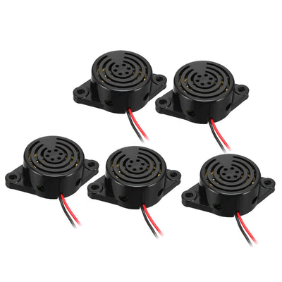 uxcell Uxcell 5Pcs DC 3V-24V 100dB Active  Electronic Buzzer Beep Tone Alarm Ringer Continuous Sound Black
