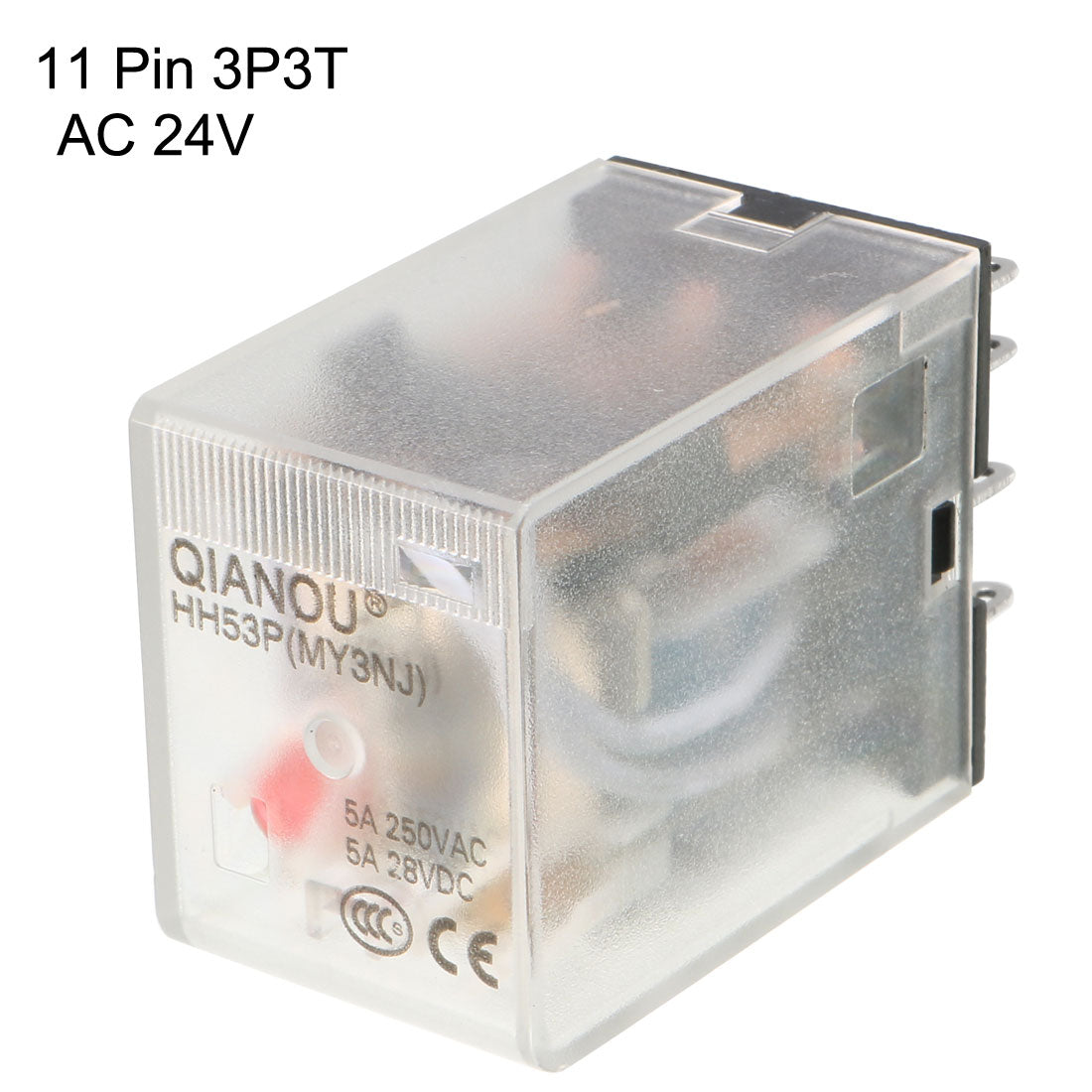 uxcell Uxcell AC 24V Coil Red Indicator Light 11 Pin 3P3T Electromagnetic General Purpose Power Relay