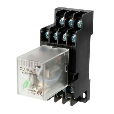 Harfington Uxcell DC12V Coil Green Indicator Light 14 Pin 4P4T Electromagnetic General Purpose Power Relay + Socket Base