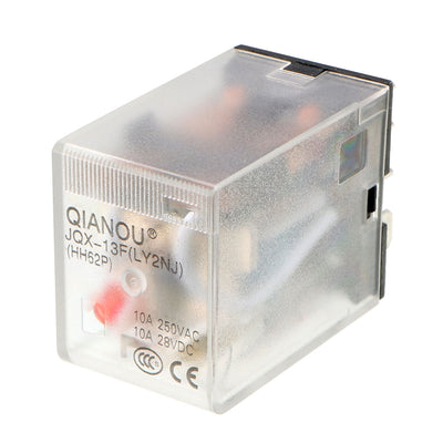 Harfington Uxcell AC110/120V Coil Red Indicator Light 8 Pin DPDT Electromagnetic General Purpose Power Relay + Socket Base JQX-13F