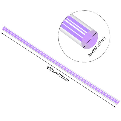 Harfington Uxcell 8mmx250mm Straight Light Purple Line Solid Acrylic Round Rod PMMA Bar 2pcs