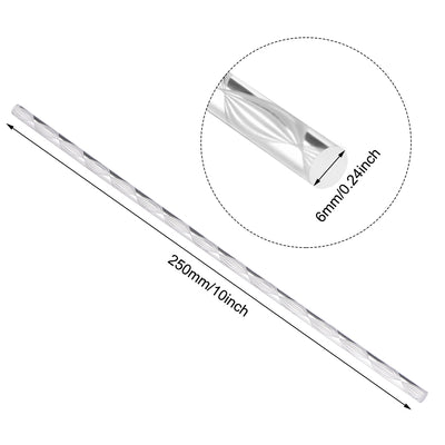 Harfington Uxcell 6mmx250mm Spiral White Line Solid Acrylic Round Rod PMMA Bar 4pcs