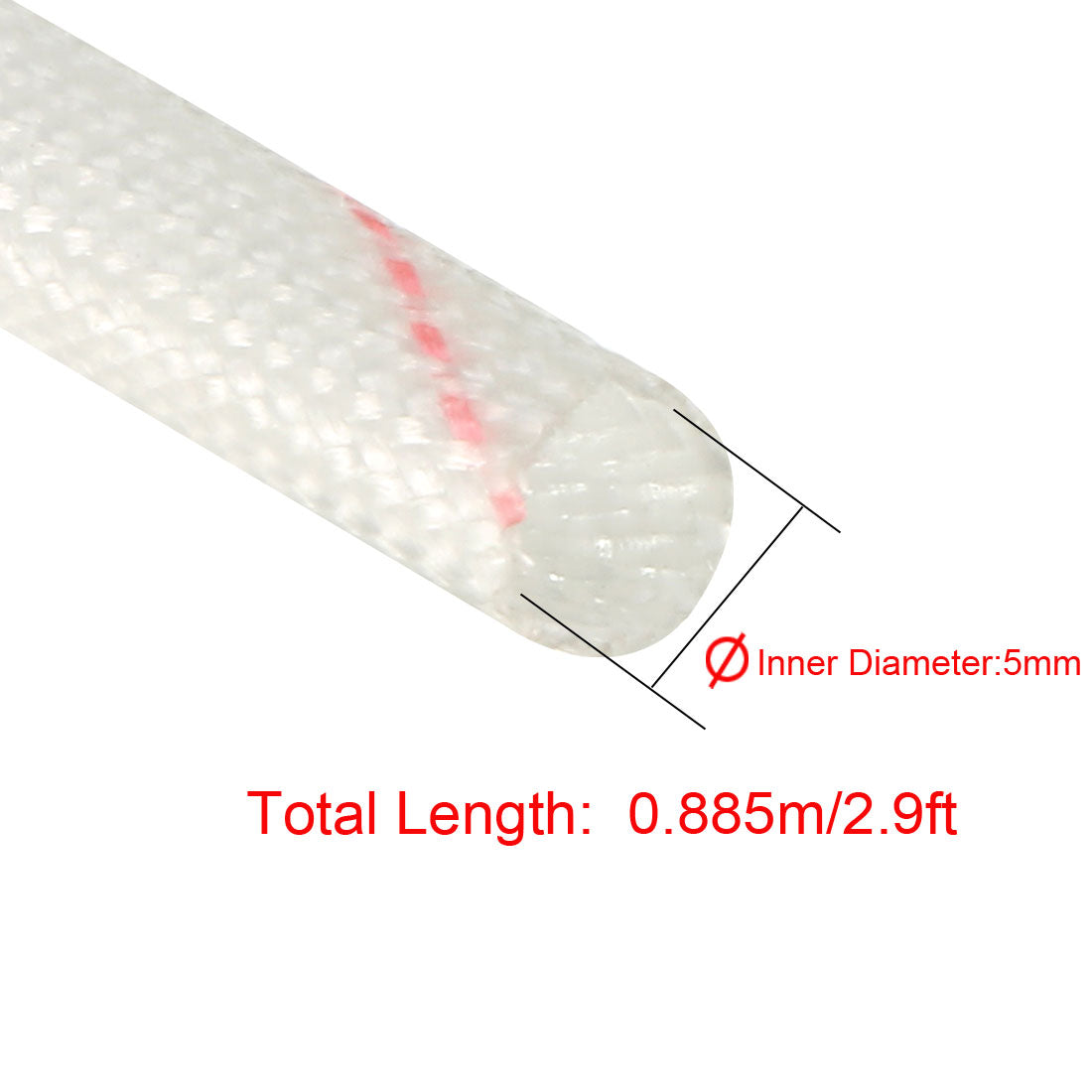 uxcell Uxcell Fiberglass Sleeve 5mm I.D. PVC Insulation Tubing 1500V Tube Adjustable Sleeving Pipe 125 Degree Centigrade Cable Wrap Wire 885mm 2.9ft Red 5Pcs