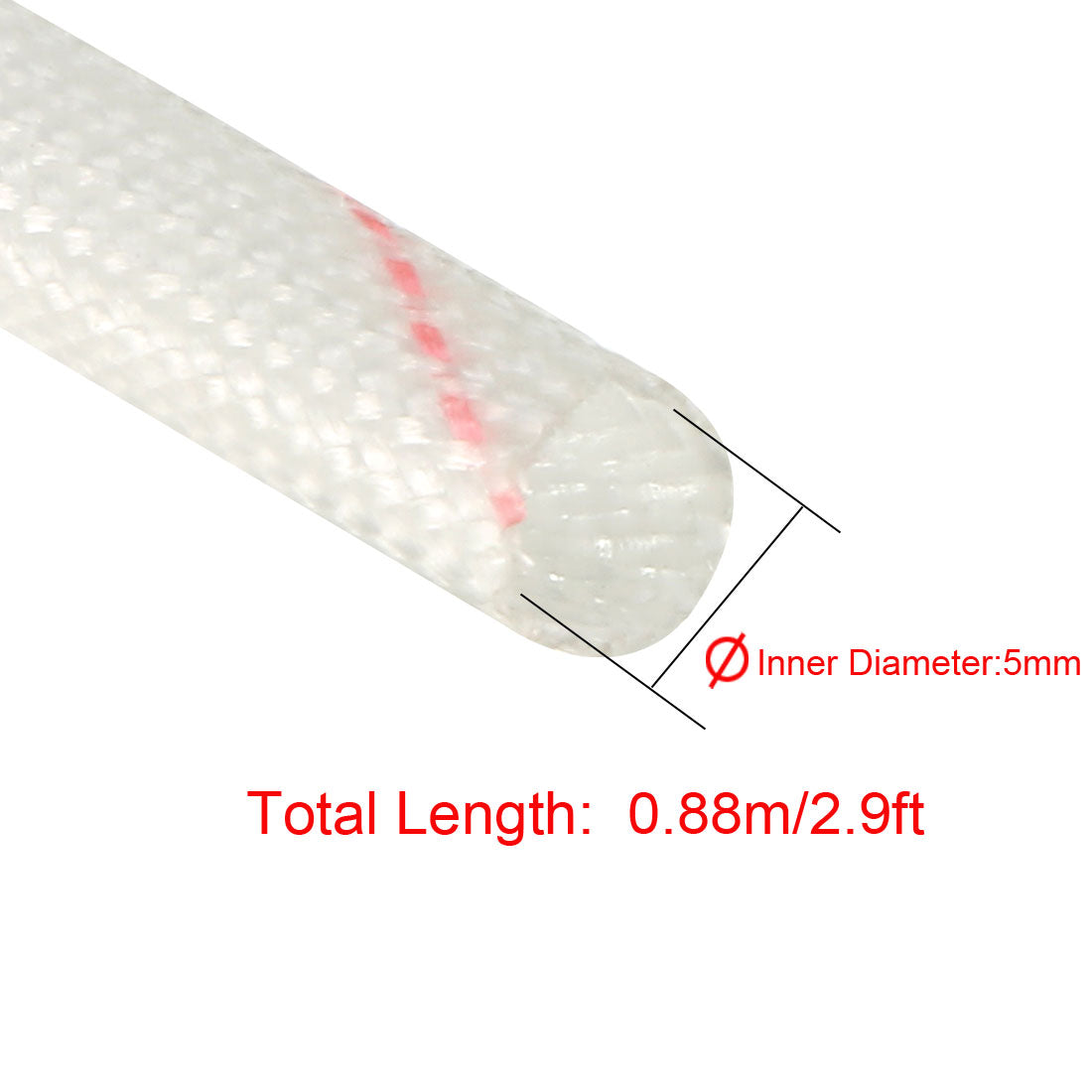uxcell Uxcell Fiberglass Sleeve 5mm I.D. PVC Insulation Tubing 1500V Tube Adjustable Sleeving Pipe 125 Degree Centigrade Cable Wrap Wire 880mm 2.9ft 10Pcs