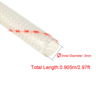 Harfington Uxcell Fiberglass Sleeve 3mm I.D. PVC Insulation Tubing 1500V Tube Adjustable Sleeving Pipe 125 Degree Centigrade Cable Wrap Wire 905mm 2.97ft White and Red