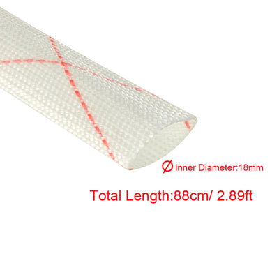 Harfington Uxcell Fiberglass Sleeve 18mm I.D. PVC Insulation Tubing 1500V Tube Adjustable Sleeving Pipe 125 Degree Centigrade Cable Wrap Wire 880mm 2.89ft White and Red