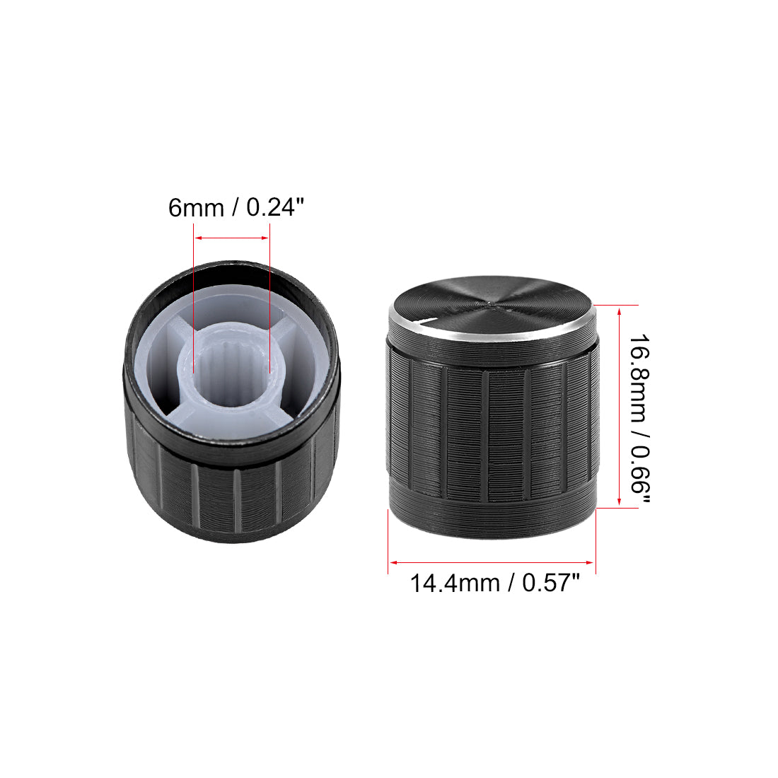 uxcell Uxcell 10Pcs 6mm Insert Shaft 14.4 x 16.8mm Aluminum Alloy Potentiometer Rotary Knob Pots
