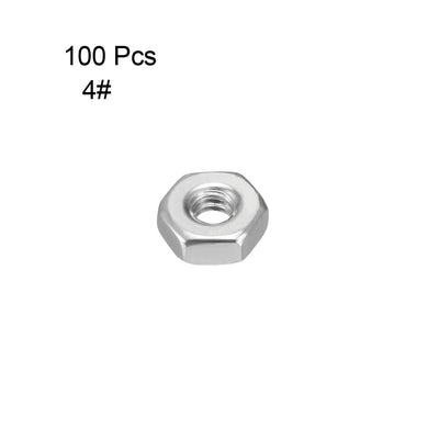 Harfington Uxcell 2 4 6 8- 304 Stainless Steel Hexagon Hex Nut Silver Tone 100pcs