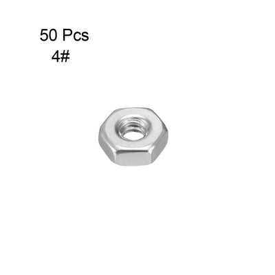 Harfington Uxcell 2# 4# 6# 8# 10# 304 Stainless Steel Hexagon Hex Nut Silver Tone  50pcs