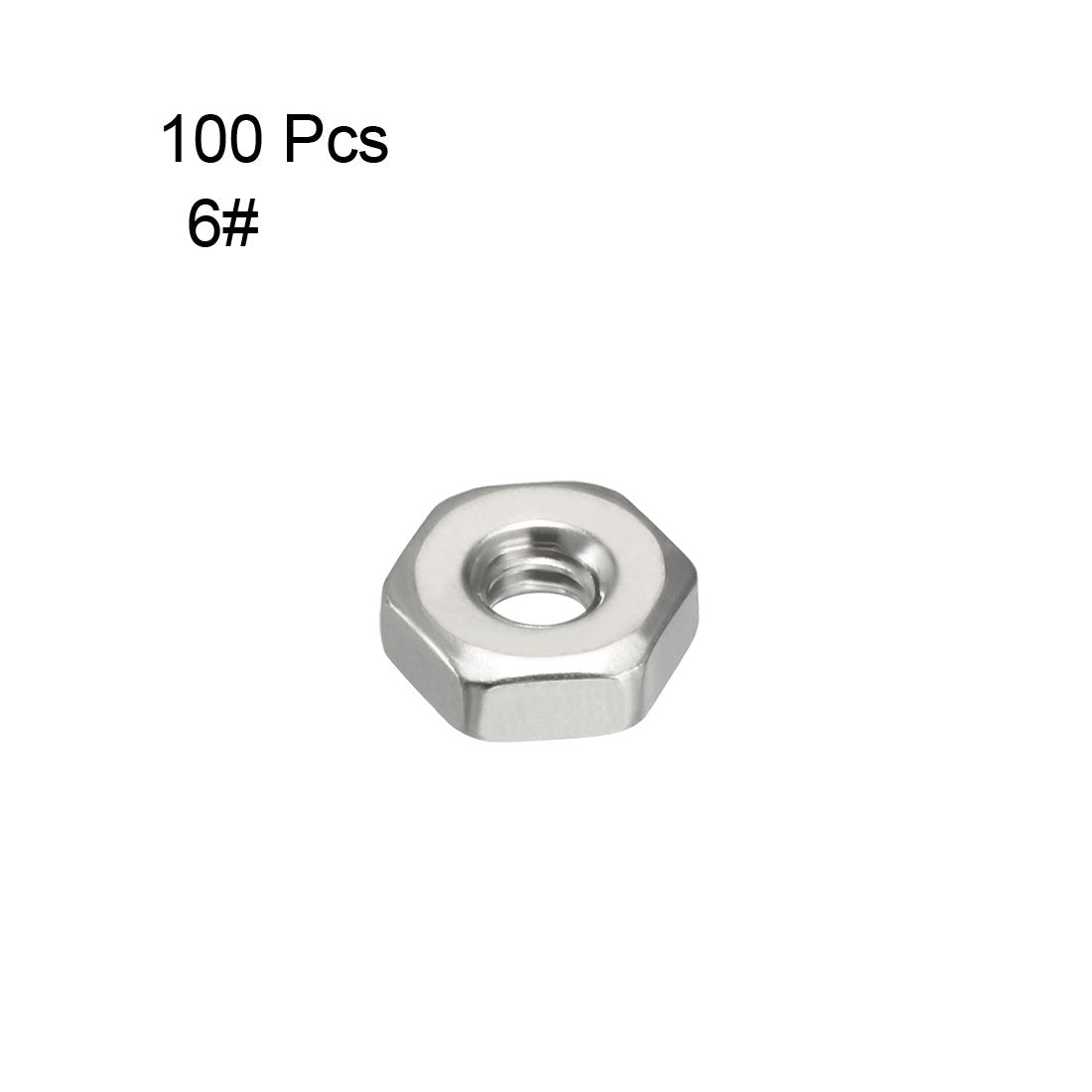 uxcell Uxcell 2 4 6 8- 304 Stainless Steel Hexagon Hex Nut Silver Tone 100pcs