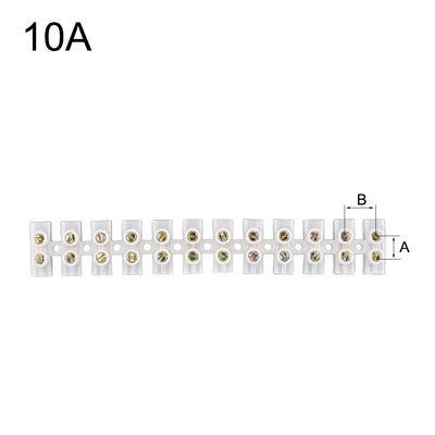 Harfington Uxcell Terminal Block , Screw Terminal Barrier Strip, 10A 12 Position Dual Row Type H Wire Connector 2pcs