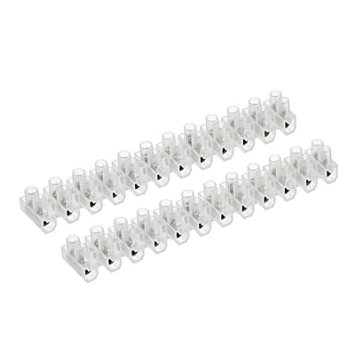 Harfington Uxcell Terminal Block , 5A 12 Position Dual Row Type U Wire Connector Screw Terminal Barrier Strip , Pack of 2