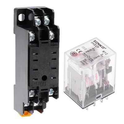 Harfington Uxcell HH52P AC 12V Coil DPDT 8 Pins Electromagnetic Power Relay Red LED with socket